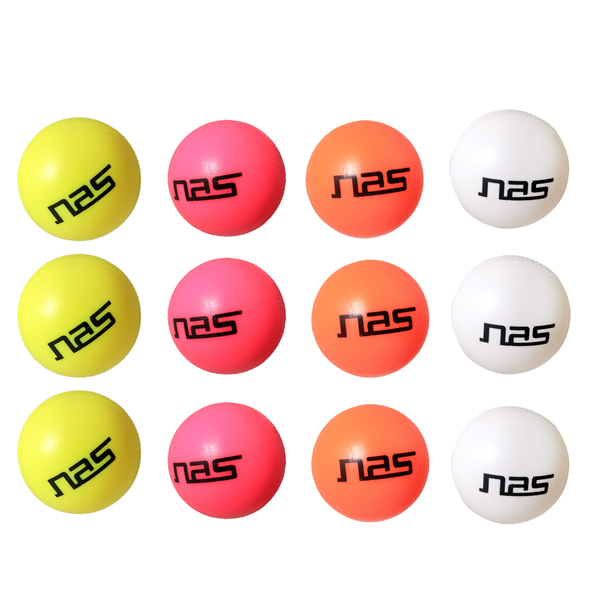 NAS Cricket Balls Pack of 12 Light Plastic Balls for Indoor &amp; Outdoor Play