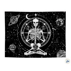 Skull and Planet Wall Tapestry Black Fantasy Tapestry Home Decor Tapestry