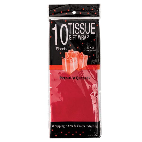 Tissue Paper - Tissue Gift Wraps - Red - 50cm x 66cm - 10 Sheets - 8 Pack