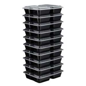 Meal Prep Containers 3 Compartment with Lids Portion Control - Set of 10
