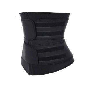 Waist Training Corset Double Strap and Zip Waist Shaper Black Waist Trainer