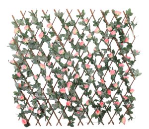 110cm Wooden Hedge with Artificial Flower Fence Expanding Trellis -C