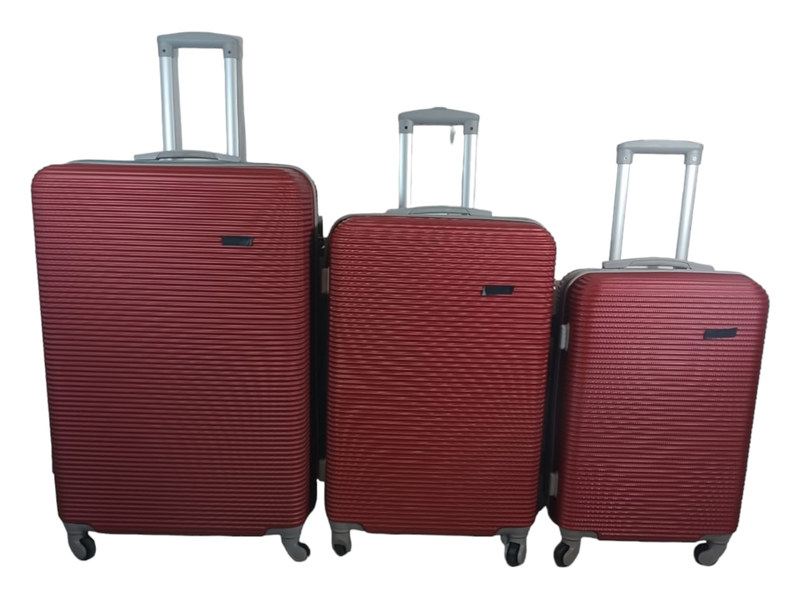 Smte-3 Piece Hard Outer Shell Luggage Set-Red
