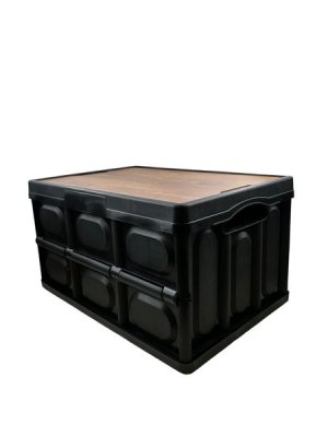 AIYI Collapsible Storage Crate with Lid and Handle Black AY136-007