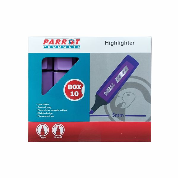 Parrot Highlighter Chisel Tip - Violet (Box of 10)