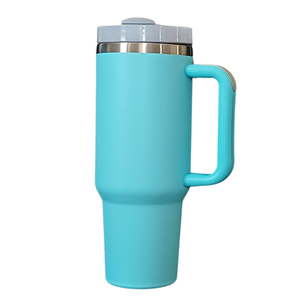 Stainless Steel Insulated Travel Mug - Tumbler with Straw &amp; Handle - 1.2L