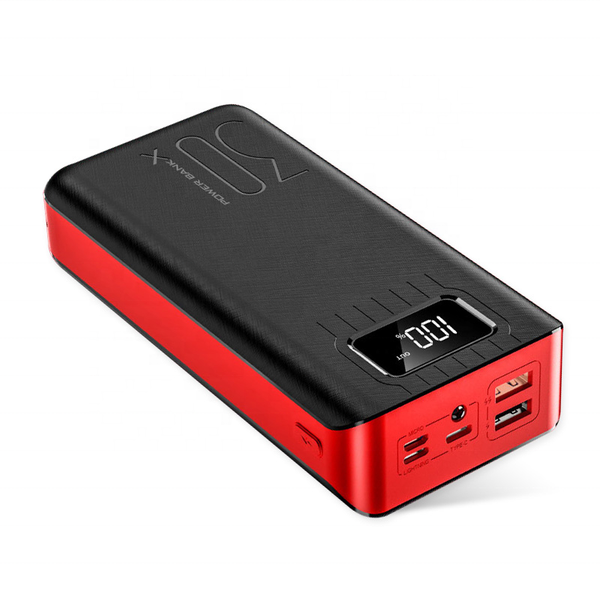 30,000 mAh Fast Charging Portable Power Bank - Red/Black