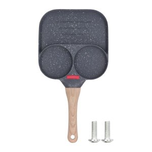 Egg Frying Pan Heat Sensitive Silicone Aluminium Pancake Frying Pan - 3 Holes