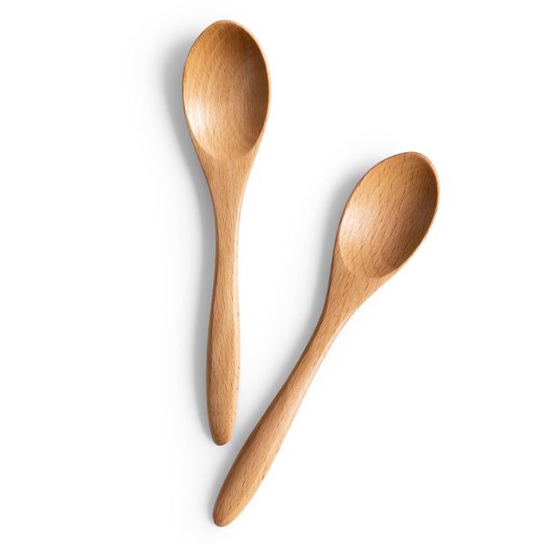 2-Piece 5.8" Wooden Spoons: Honey, Tea, Coffee, Beech/Bamboo