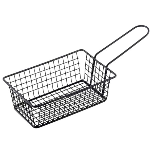 Versatile Stainless Steel Rectangular Serving Basket - Black