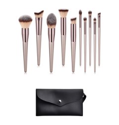BeautyFX 10 Piece Champagne Makeup Brush Set