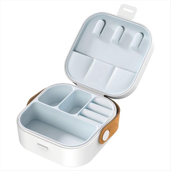 Earring Jewelry Case with Handle, Mini Travel Case,White
