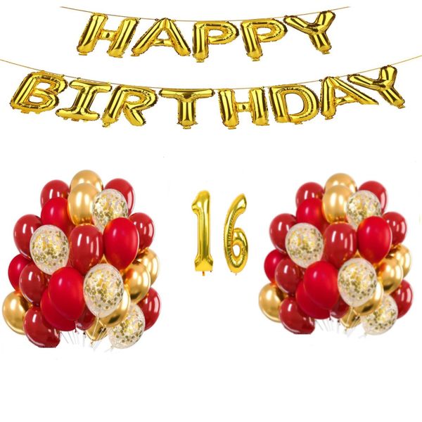 Red and Gold balloon set 16 years