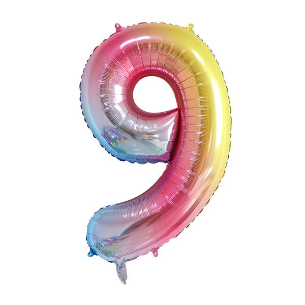 iKids 40 inch Large Rainbow Birthday Balloon Number 9