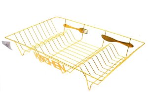 Kitchen Dish Drainer &amp; Utensil Holder Rack - Gold