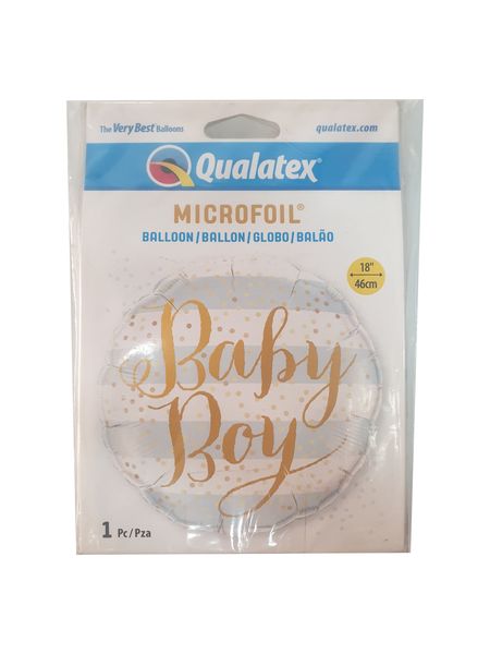 18 Inch Foil Round Baby Boy Blue Stripes