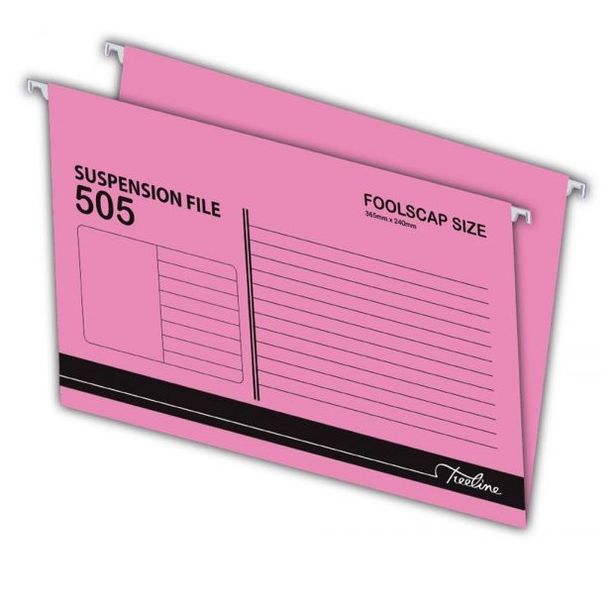 Treeline Foolscap Suspension Files - Pink - Box of 25