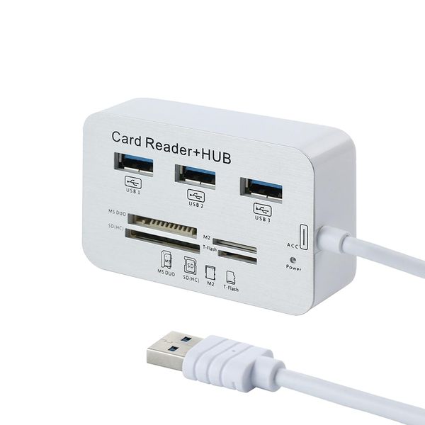 7 In 1 Multi High Speed Memory Card Reader With SDHC Black / White