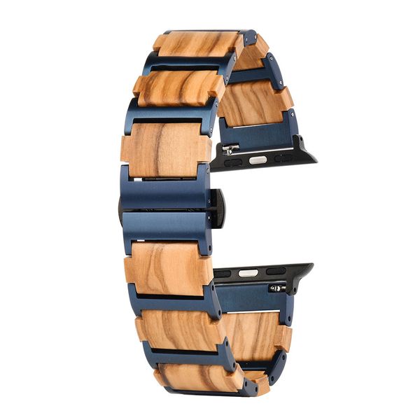Vintage Blue and Olive Wood Replacement Strap for Apple Watch