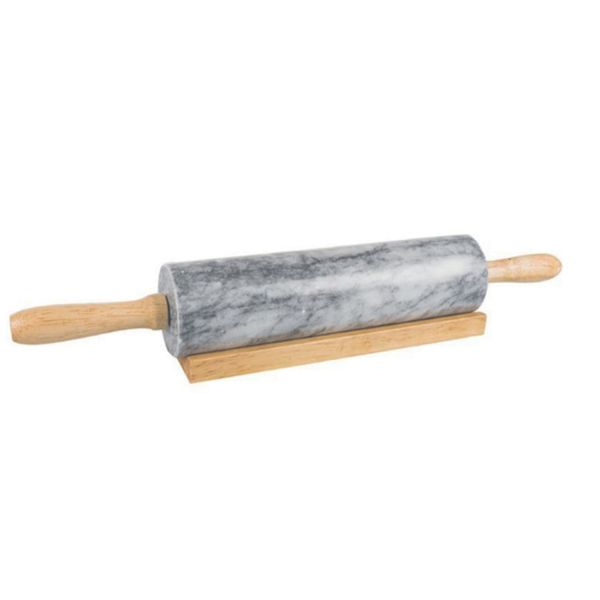 Marble Rolling Pin with Wooden Handle and Stand