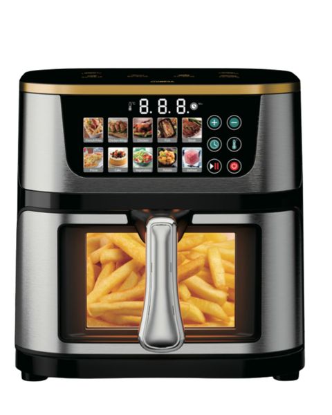 Omega 10L Extra-Large 1400W One-Touch LCD Air Fryer - Silver &amp; Black