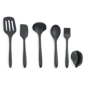 George &amp; Mason - Silicone 6 Piece Kitchen Utensil Set - Charcoal