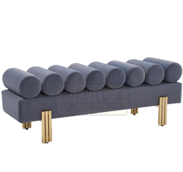 Bench Sofa Upholstered In Velvet with Brushed Brass