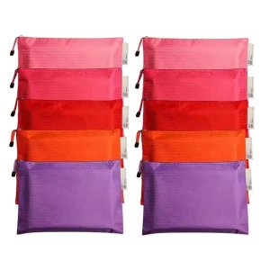 Paper Lion A4 Honeycomb Pattern Waterproof Zipper File Bags - 10 Pack
