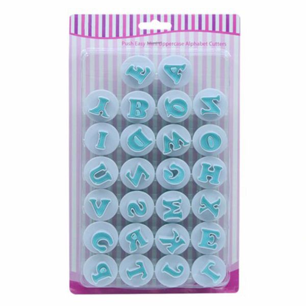 Pack Of 26 Uppercase Alphabet Fondant Cutters - White/Blue