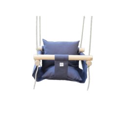 Baby Swing - Fabric &amp; Wood - Charcoal Deluxe - Indoor