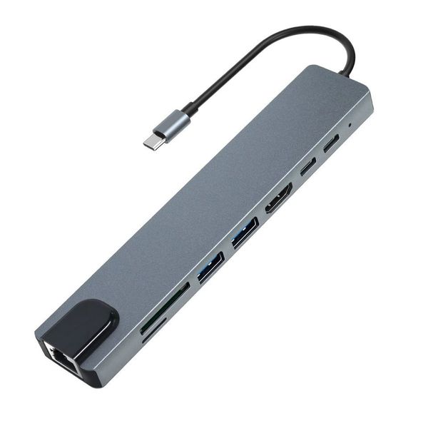 8 In 1 USB C Multiport Adapter USB C Hub with Ethernet Adapter 4K HDMI