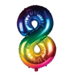 Rainbow Number 8 Helium Balloon 106cm