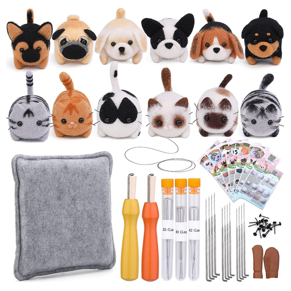 Needle Felting Kit,12 Pcs Doll Wool Needle Felting Beginner Kit