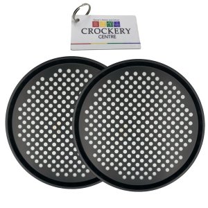 2 Piece Pizza Pan Perforate Non-Stick 32x5cm + Keyring