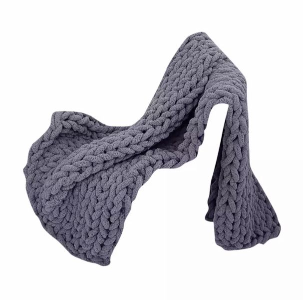Heavy High Quality Grey Luxury Chunky Knit Throw Blanket - 120cm x 150cm