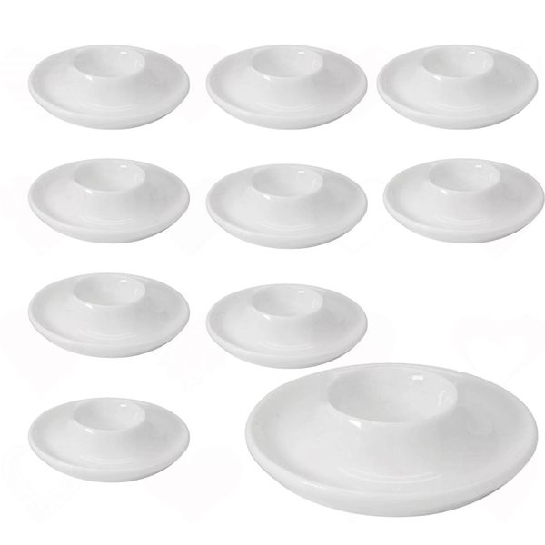 10 Pack White Ceramic Egg Holders Hard Boiled Egg Cups for Home Kitchen
