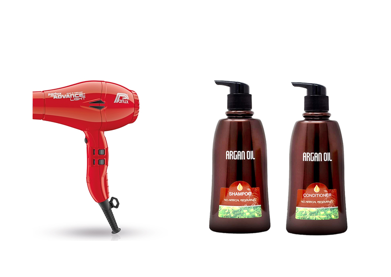 Radiant Red Trio: Argan Oil Shampoo, Conditioner, &amp; Parlux 2200W Hair Dryer