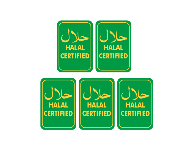 Halal Signage - Wall Vinyl Stickers - Pack of 5 - A3