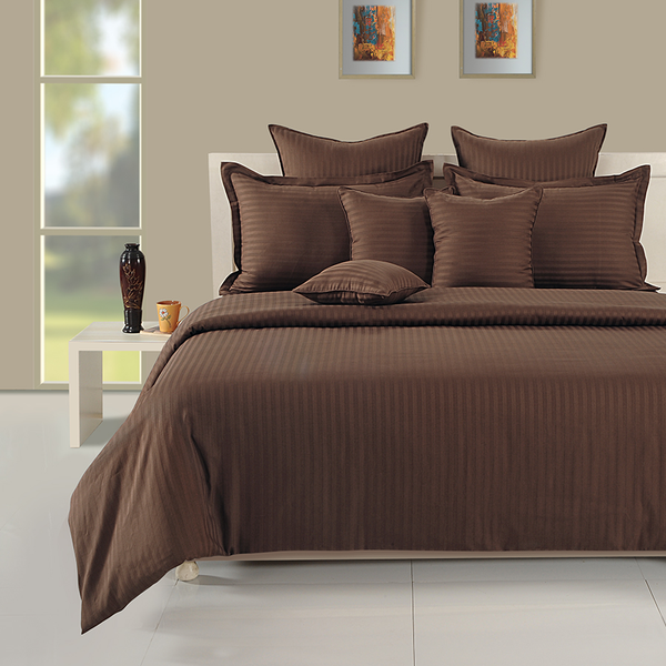 Azaz Stylist Stripe Pattern Brown Duvet Cover&amp; 2PC Standard Pillow case Set