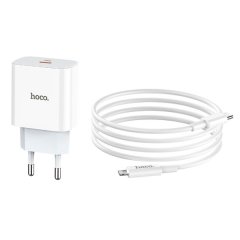 Hoco Smart Phone Fast Charge 20W PD3.0 Plug Adapter with Iphone 1M Cable