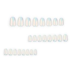 Short,Pearl White Oval Nail Stickers 24 Pieces Reusable