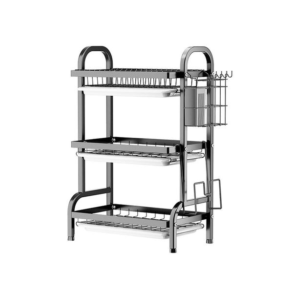 Large Dish Drying Rack,3-Tier Space-Saving Dish