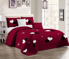 Red White And Black Heart Bedspread - 5 Piece