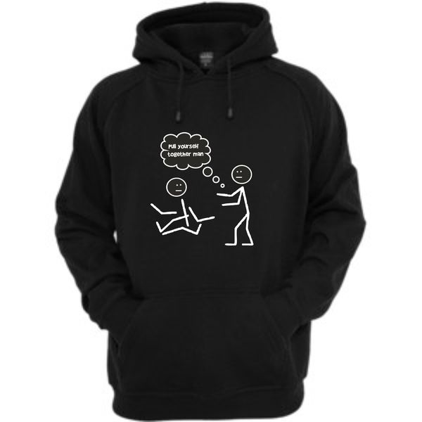 Qtees Africa Pull Yourself Together Man Hoodie - Black (Size: 2XL)