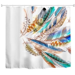 Shower Curtain Modern Custom Design - Feather