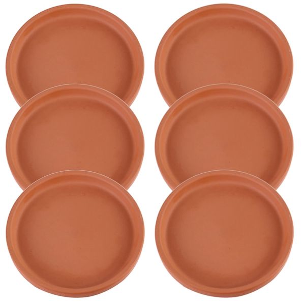 Garden Brown Mini Clay Planter Tray Drainage Saucer (23.5cm) Set of 2