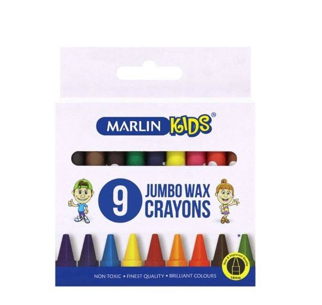 Marlin Kids - 9 14mm Jumbo Wax Crayons (Pack Of 12)