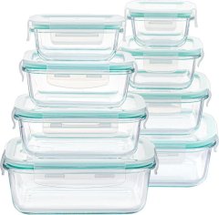 8 Pack Glass Food Storage Containers with Airtight Lids Prep Containers