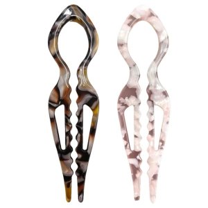 Prestige Hair Pins for Women, French Hair Pins,(2PCS Amber+Pink)
