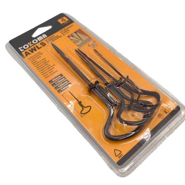 Tokoma 4-Piece Awls Set for Manual Wood Drilling
